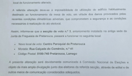 Alteração de Local da Secção de Voto...